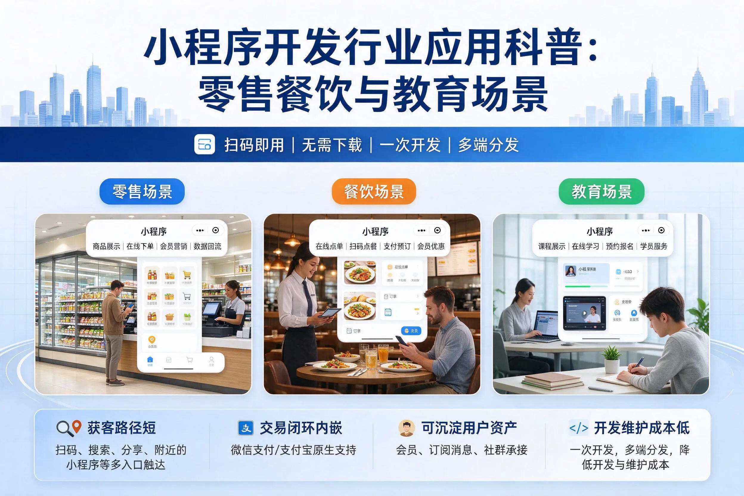 松原小程序开发行业应用科普:零售餐饮与教育场景