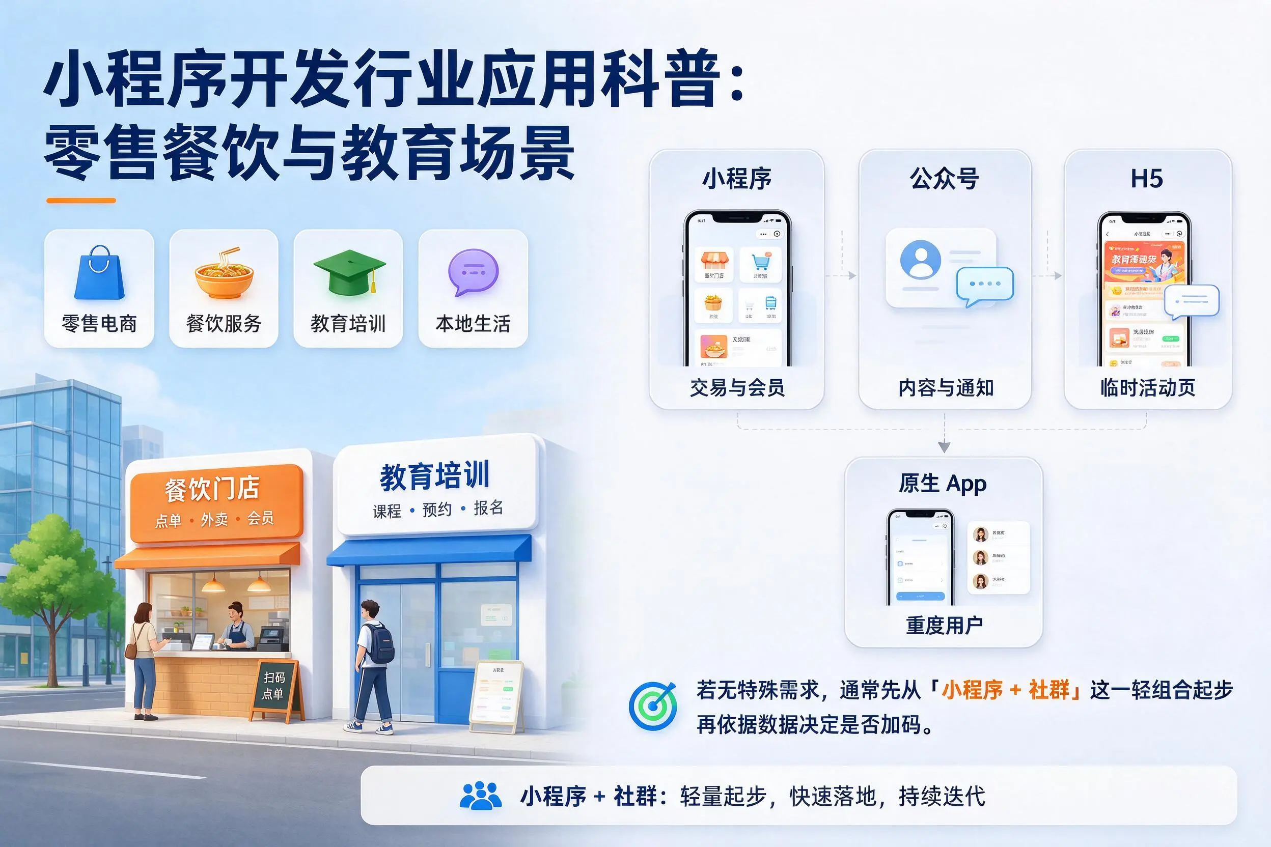 松原小程序开发行业应用科普:零售餐饮与教育场景