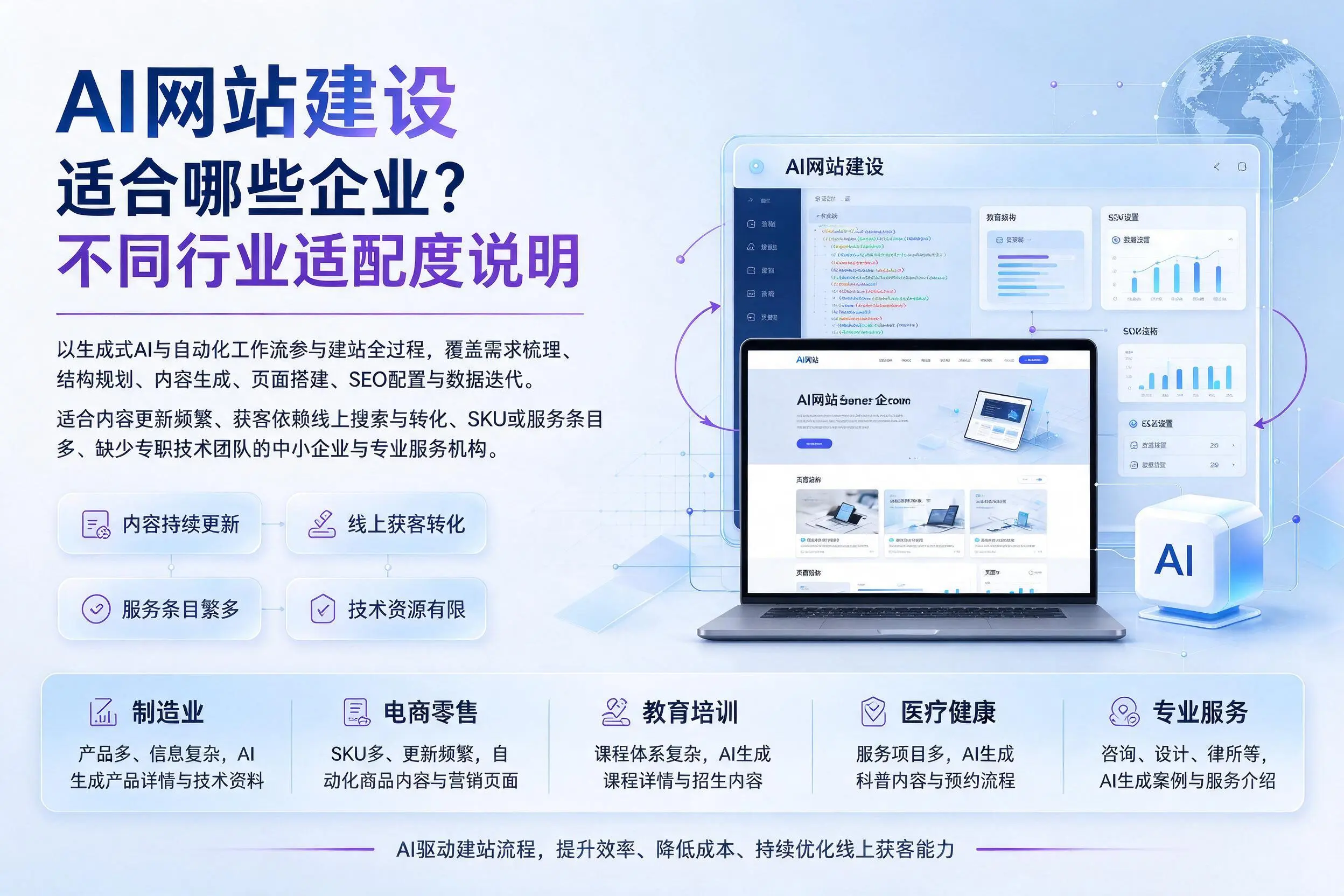 AI网站建设适合哪些企业?松原不同行业适配度说明